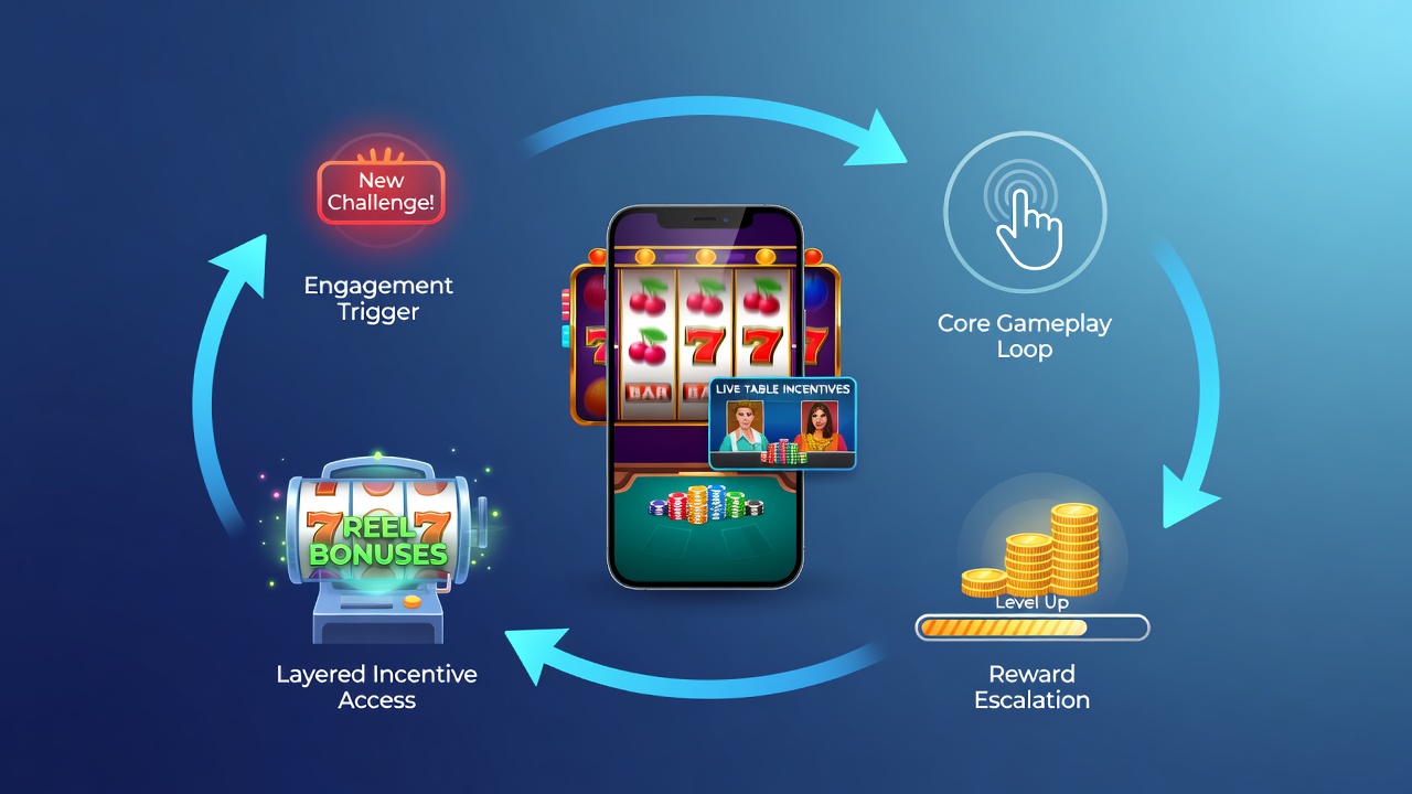 Darstellung der Interaktion zwischen Spielmustern und Belohnungsstufen in mobilen Casinos