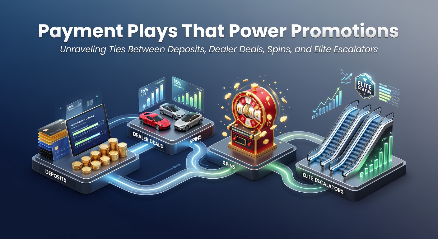 Visuelle Darstellung von Zahlungsmethoden, die mit Casino-Promotionen verknüpft sind, inklusive Einzahlungsboni und VIP-Stufen